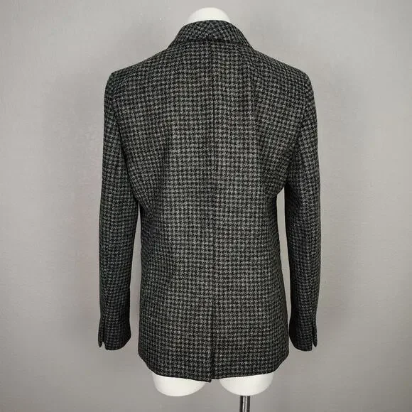 J. Crew Parke Houndstooth Wool Blazer Black Gray Size 12 - Picture 4 of 14